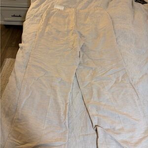 LOFT Light Beige Wide-Leg Trousers